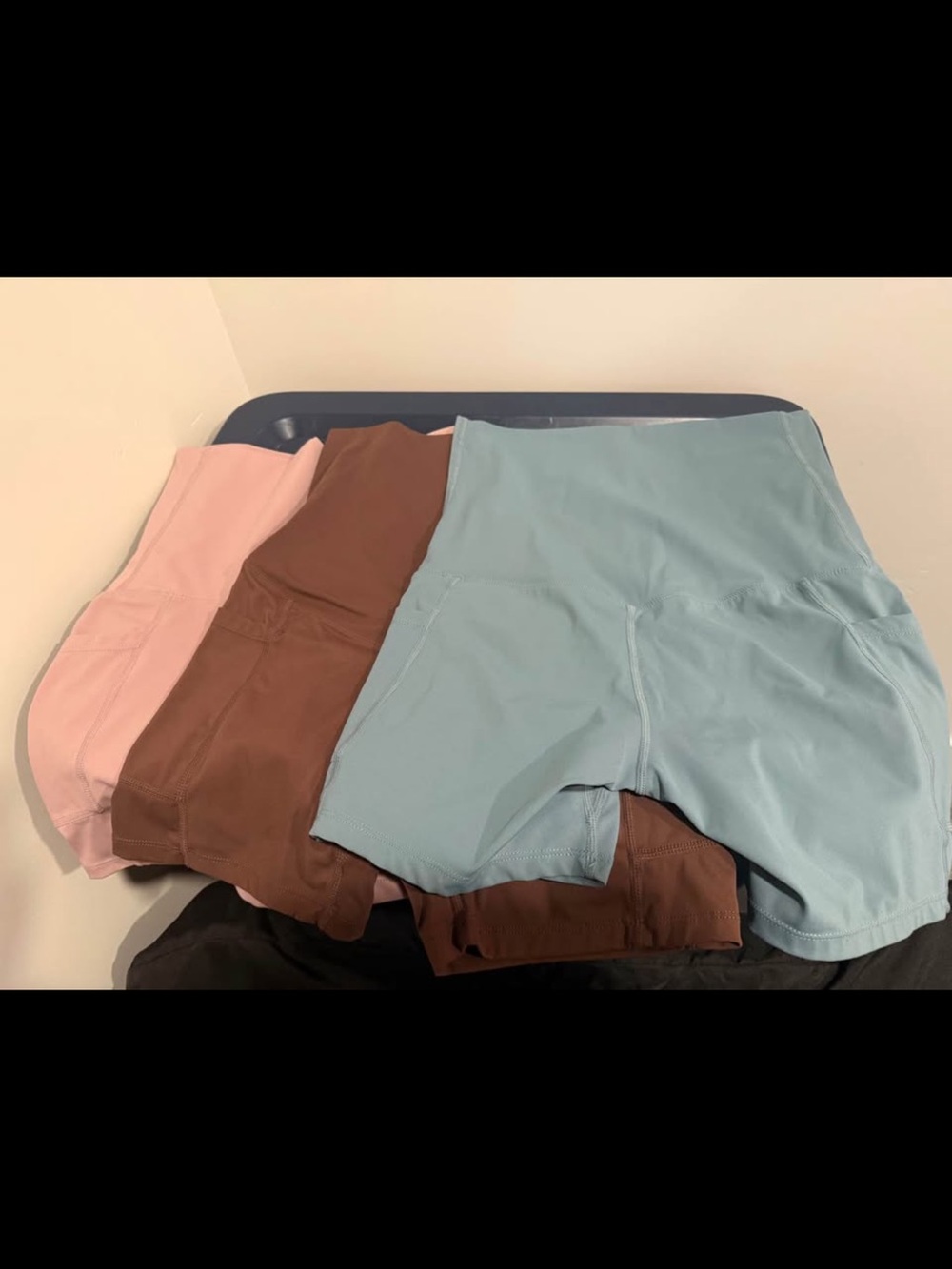 Women's High-Waist Active Shorts - Blue, Brown & Pink